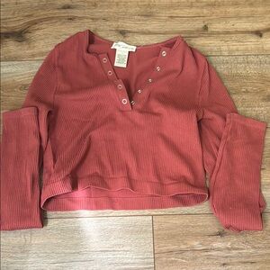 Zara Red Cropped Polo Sweatshirt